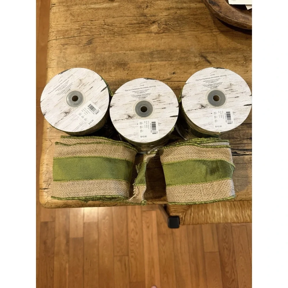 Dillard's Southern living Burlap Ribbon 4 In X 5 Yards Green Christmas Farm